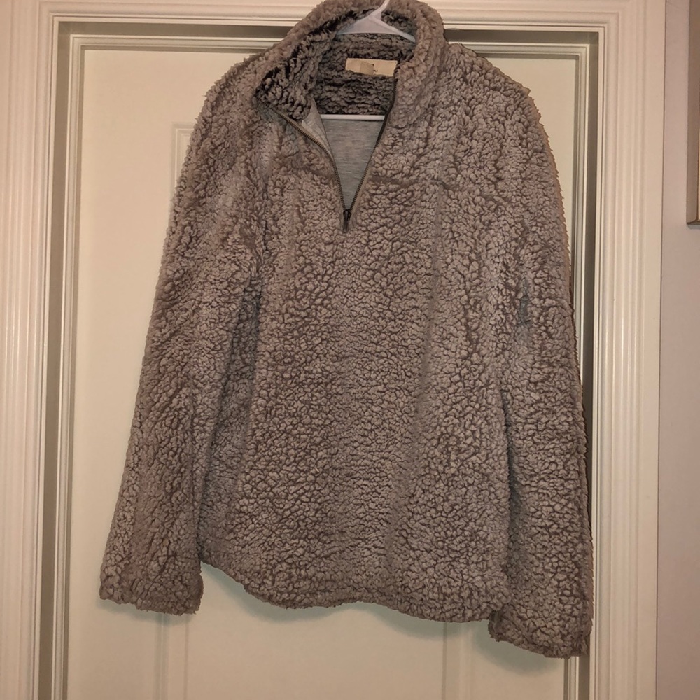 Gray/white Sherpa Sweater